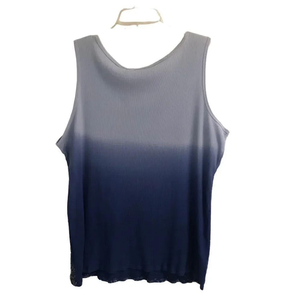 Avenue‎ blue ombre sparkle sequin ribbed tank top 22/24